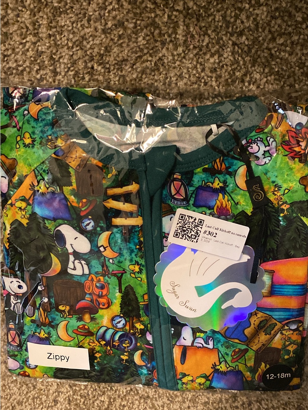 Sugar Swan 12-18 months bamboo zippy NWT